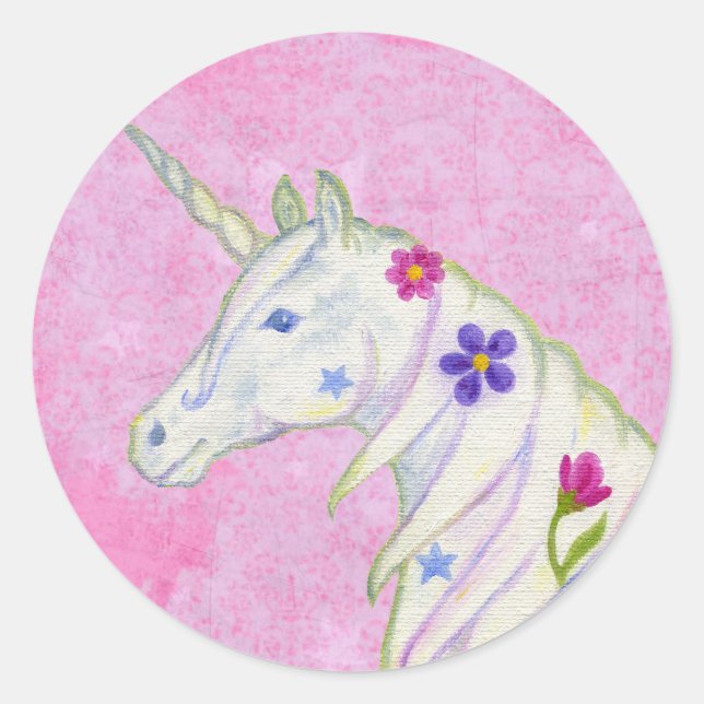 Flower Unicorn on Pink sticker (Front)