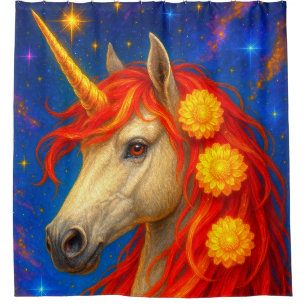 Flower Unicorn Shower Curtain