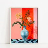 Flower Vase Art Print, Abstract Still Life Oil Pai
