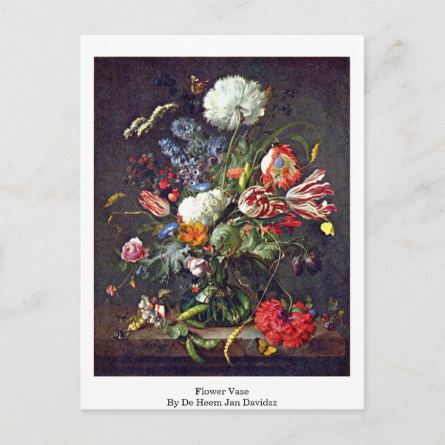 Flower Vase By De Heem Jan Davidsz Postcard (Front)