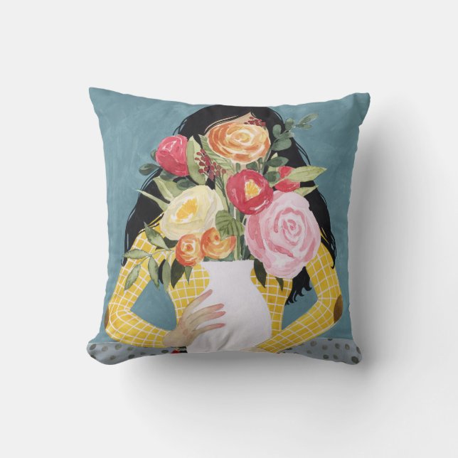 Flower Vase Girl Cushion (Front)