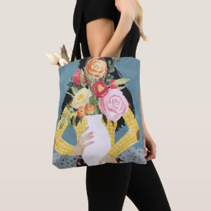 Flower Vase Girl Tote Bag