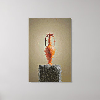 Flower Vase on Rustic Wooden Tree Slice Canvas Print