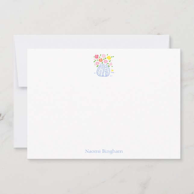 Flower Vase Personalised Note Cards (Front)