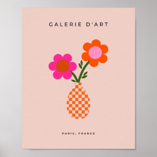 Flower Vase Pink Orange Neutral Poster