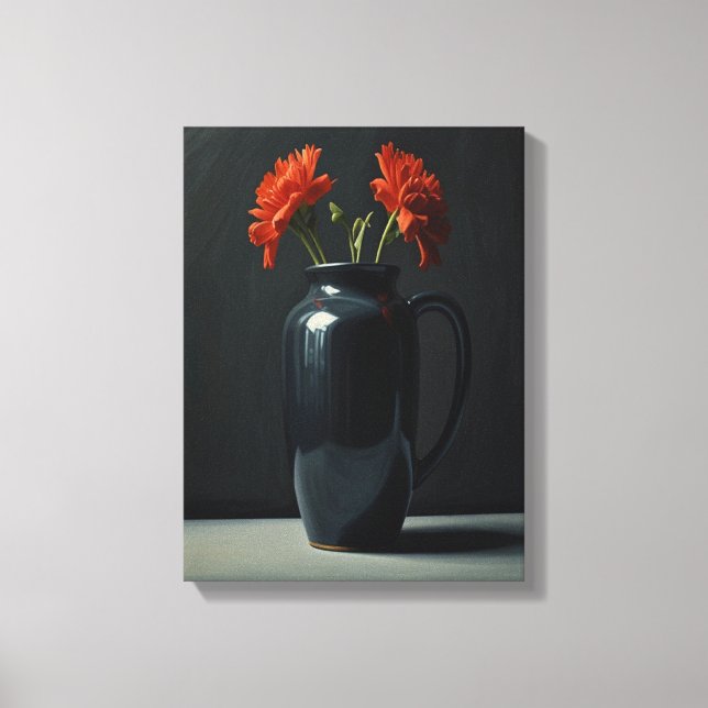 Flower Vase Portrait Canvas Wall Art  (Front)