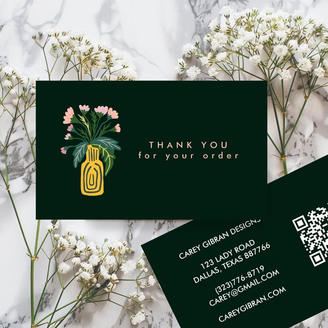 FLOWER VASE QR Code Order Thank You Custom Business Card (FLOWER VASE QR Code Order Thank You Custom Business Card
)