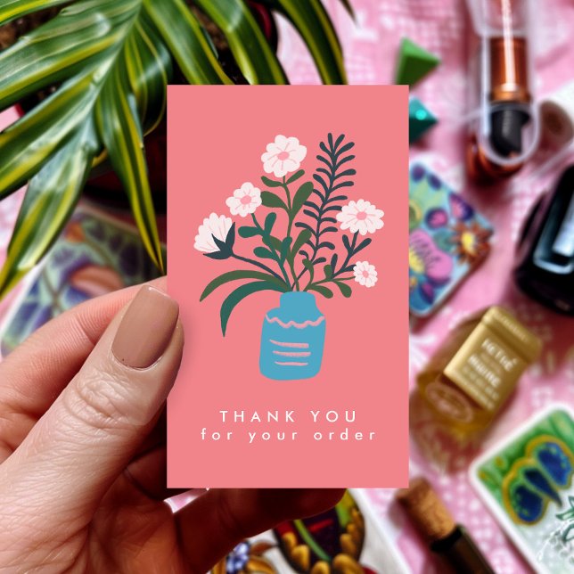 FLOWER VASE QR Code Order Thank You Custom Business Card (FLOWER VASE QR Code Order Thank You Custom Business Card
)