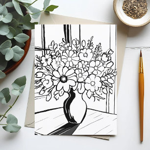 Flower Vase Simplistic Sketch Postcard
