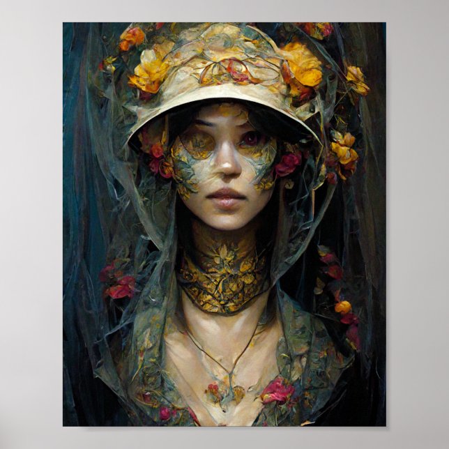 Flower Veil Dark Gothic Fantasy Art Poster (Front)