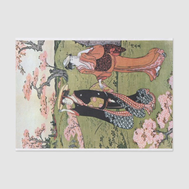 Flower Viewing, Kiyonaga, Ukiyo-e Tissue Paper (Front)