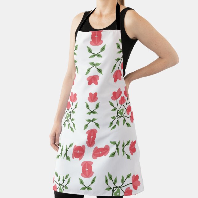 Flower Vine Grid Seamless Vector Pattern" designed Apron (Insitu)
