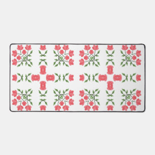 Flower Vine Grid Seamless Vector Pattern" designed Desk Mat