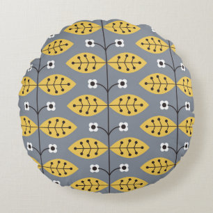 Flower vintage hand drawn pattern design. Scandina Round Cushion