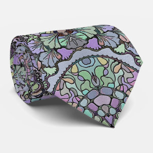 Flower vintage mosaic purple pansy floral elegant tie