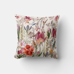 Flower vintage pattern with assorted plants. Vinta Cushion