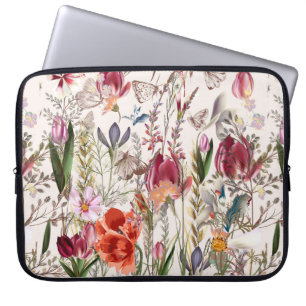 Flower vintage pattern with assorted plants. Vinta Laptop Sleeve