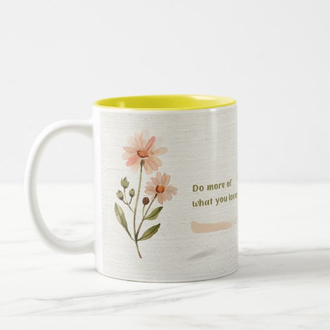 Flower Watercolor Canvas Two-Tone Coffee Mug (Left)