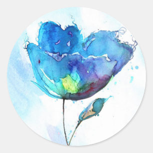 Flower watercolor classic round sticker