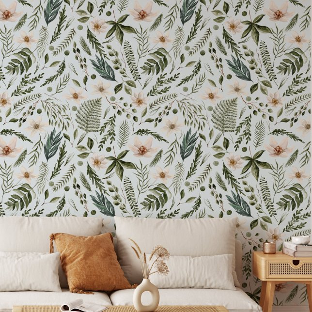 Flower Watercolor Floral Botanical Pattern Wallpaper (In situ)