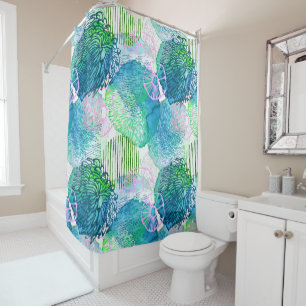 Flower watercolor floral modern abstract shower curtain