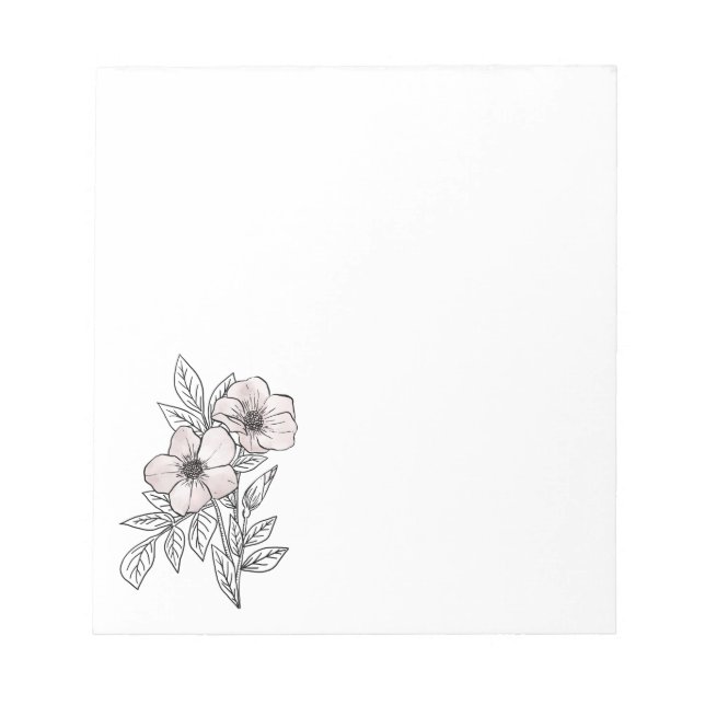  Flower watercolor line art, aesthetic element Notepad (Front)
