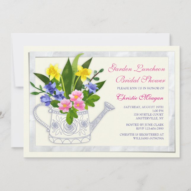 Flower Watering Can Invitation (Front)