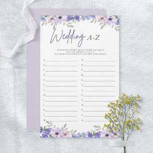 Flower Wedding A-Z Bridal Shower Game Card