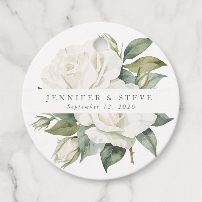 Flower Wedding Circle Gift Tags (Front)