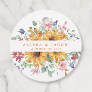 Flower Wedding Circle Gift Tags