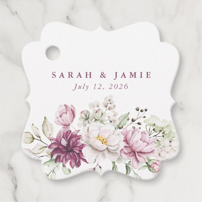 Flower Wedding Circle Gift Tags (Front)