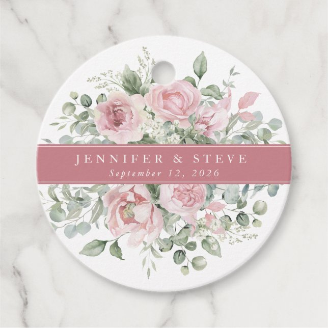 Flower Wedding Circle Gift Tags (Front)
