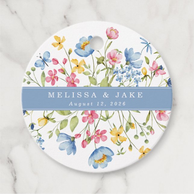 Flower Wedding Circle Gift Tags (Front)