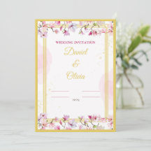 flower Wedding Invitation Template.