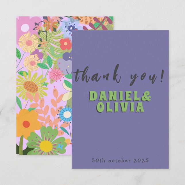 Flower Wedding Thank You Card (Front/Back)