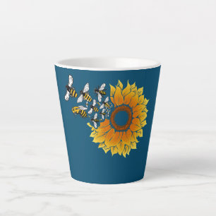 Flower Wesp Bee Sunflower Latte Mug