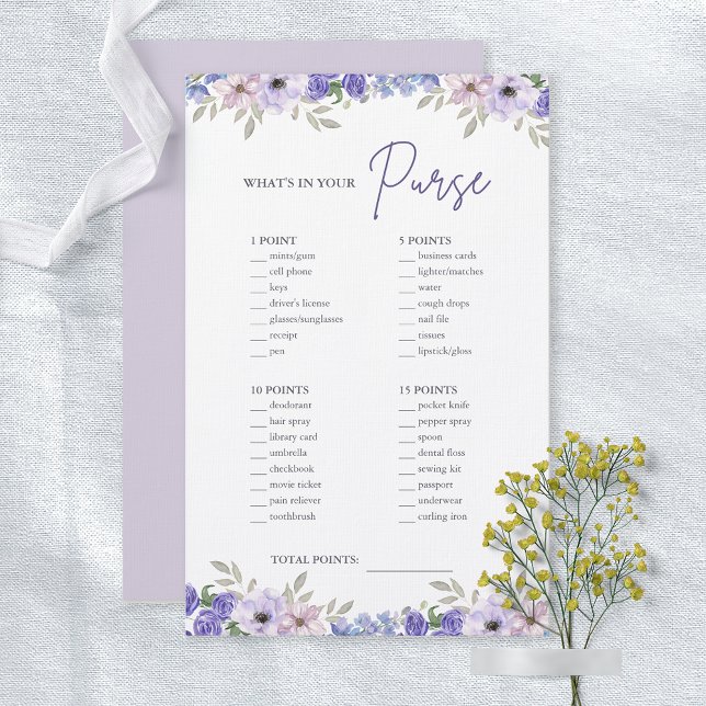 Flower What's In Your Purse Bridal Shower Game (Flower What's In Your Purse Bridal Shower Game)