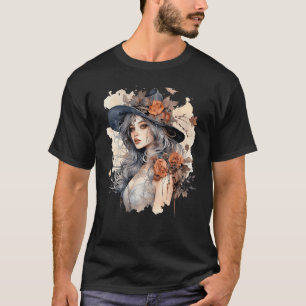 Flower Witch Girl Floral Witchy Garden Boho Aesthe T-Shirt