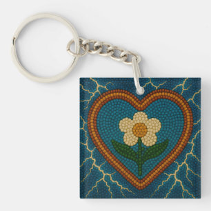 Flower with Beads and Thunder Key Ring