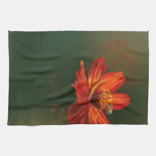 Flower with bee tea towel (Horizontal)