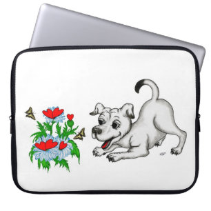 Flower with Heart, Puppy & Butterfly Laptop Sleeve