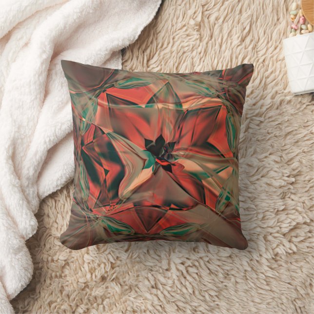 Flower with petal offset in warm orange to sepia   cushion (Blanket)