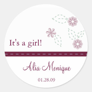 Flower with Stitched Ribbon Stickers