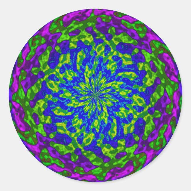 Flower with Swirls Classic Round Sticker (Front)