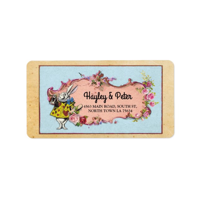 Flower Wonderland Rabbit Address Labels Stickers (Front)