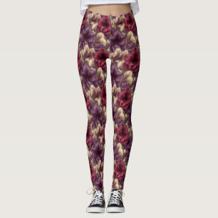 Flower Workout Wear Amaryllis Petal Valentines Leggings