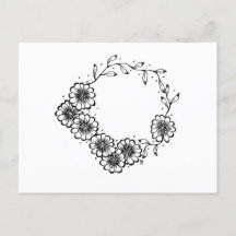 Flower Wreath black and white