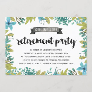 Flower Wreath   Floral Retirement Party Invitation