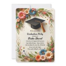 Flower Wreath Graduation Party Invitation