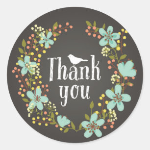 Flower Wreath Thank You Sticker